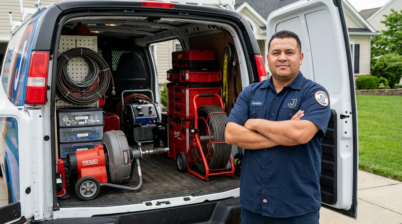 Professional drain cleaning equipment and Johns Plumbing LLC plumber in Topton